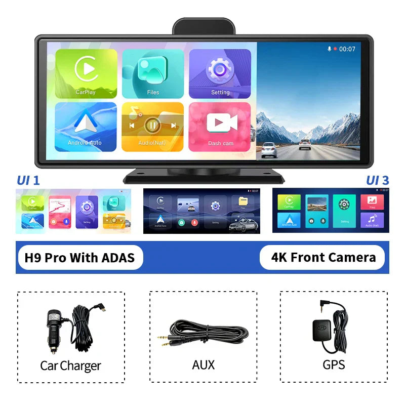 Imagebon 10.26" Dash Cam 4K ADAS Wireless CarPlay