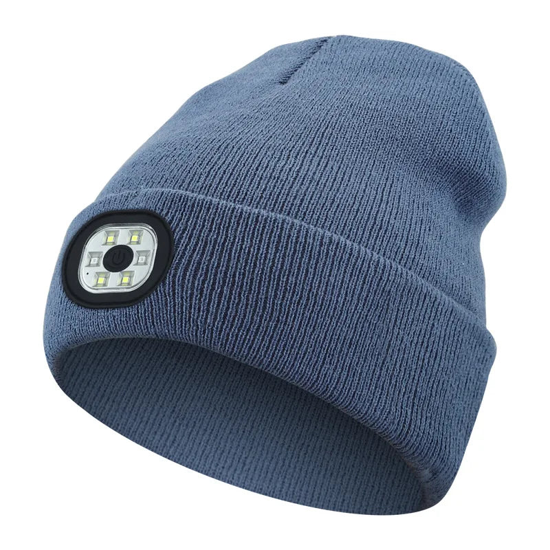 Wireless Bluetooth music knitted hat new outdoorledlighting rechargeable detachable luminous sleeve cap