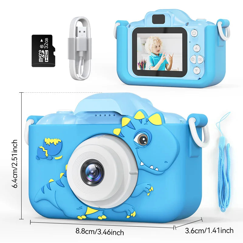 Cute Unicorn Kids Cameras Ages 7-12 Digital Children Camera Mini Toys 1080p HD Video Shooting For Birthday Gifts Baby Camera Toy