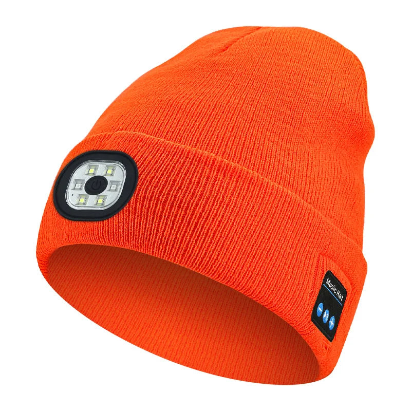 Wireless Bluetooth music knitted hat new outdoorledlighting rechargeable detachable luminous sleeve cap