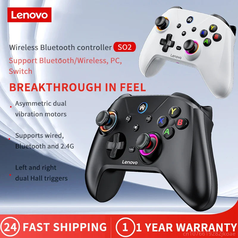 New Lenovo S02 Wireless Bluetooth RGB Controller for Nintendo Switch OLED/Switch Lite/PC/Mobile Gamepad Multi-Function Joystick