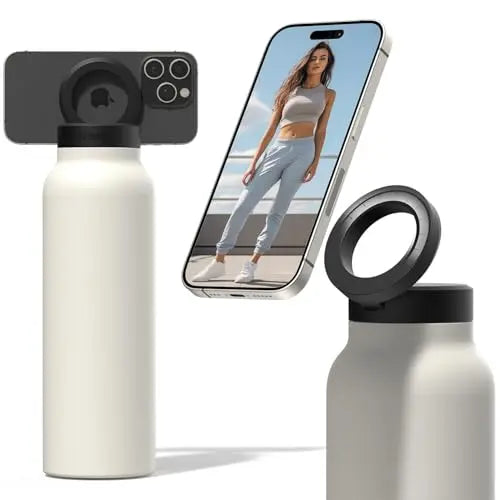 Insulated Water Bottle Compatible MagSafe Water Bottle With Phone Holder,Stainless Steel Water Bottle With Magnetic Phone Tripod