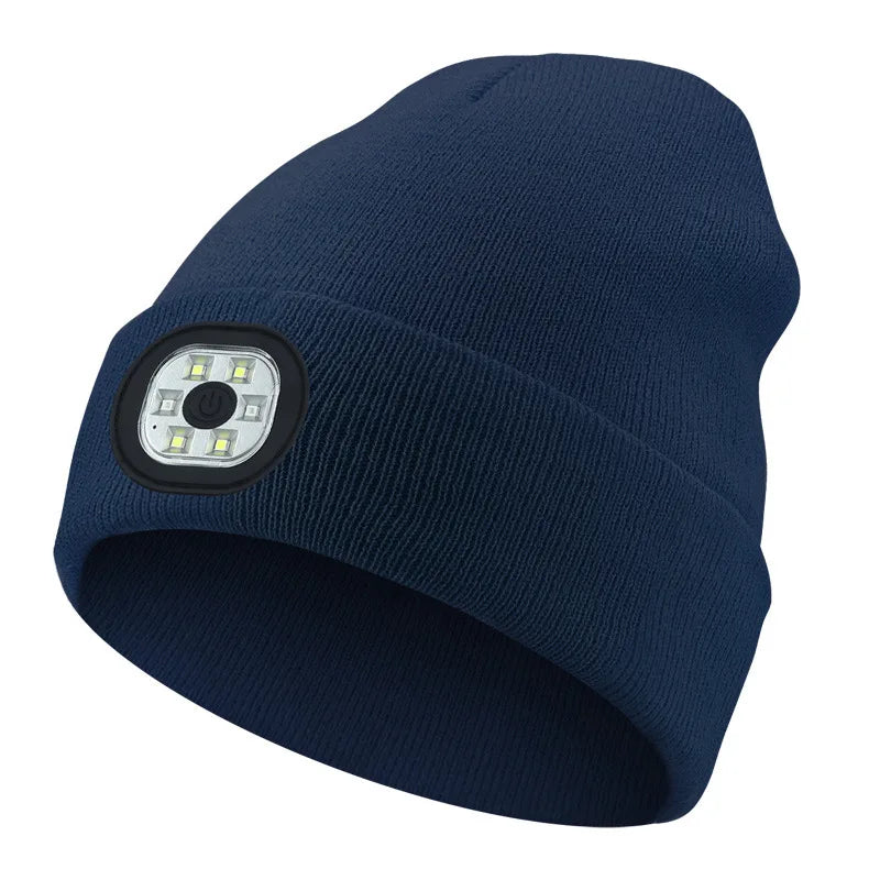 Wireless Bluetooth music knitted hat new outdoorledlighting rechargeable detachable luminous sleeve cap