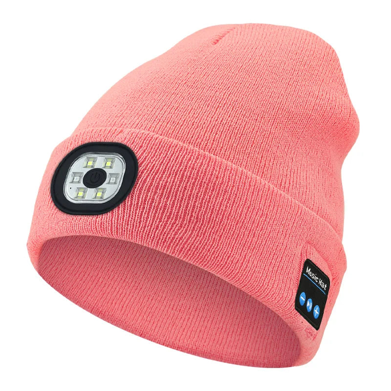 Wireless Bluetooth music knitted hat new outdoorledlighting rechargeable detachable luminous sleeve cap