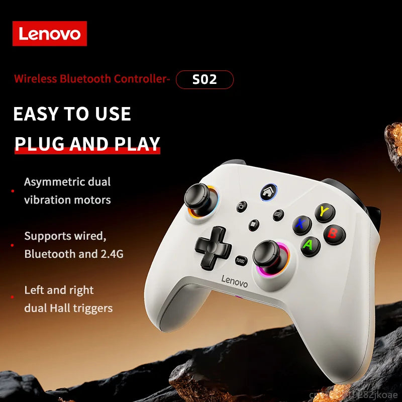 New Lenovo S02 Wireless Bluetooth RGB Controller for Nintendo Switch OLED/Switch Lite/PC/Mobile Gamepad Multi-Function Joystick