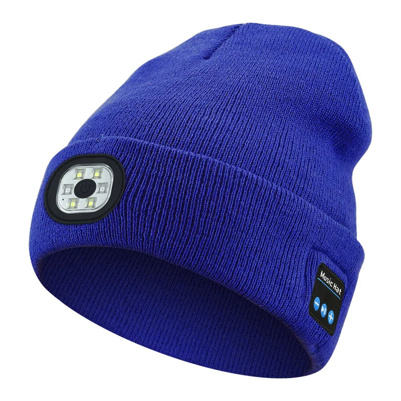 Wireless Bluetooth music knitted hat new outdoorledlighting rechargeable detachable luminous sleeve cap