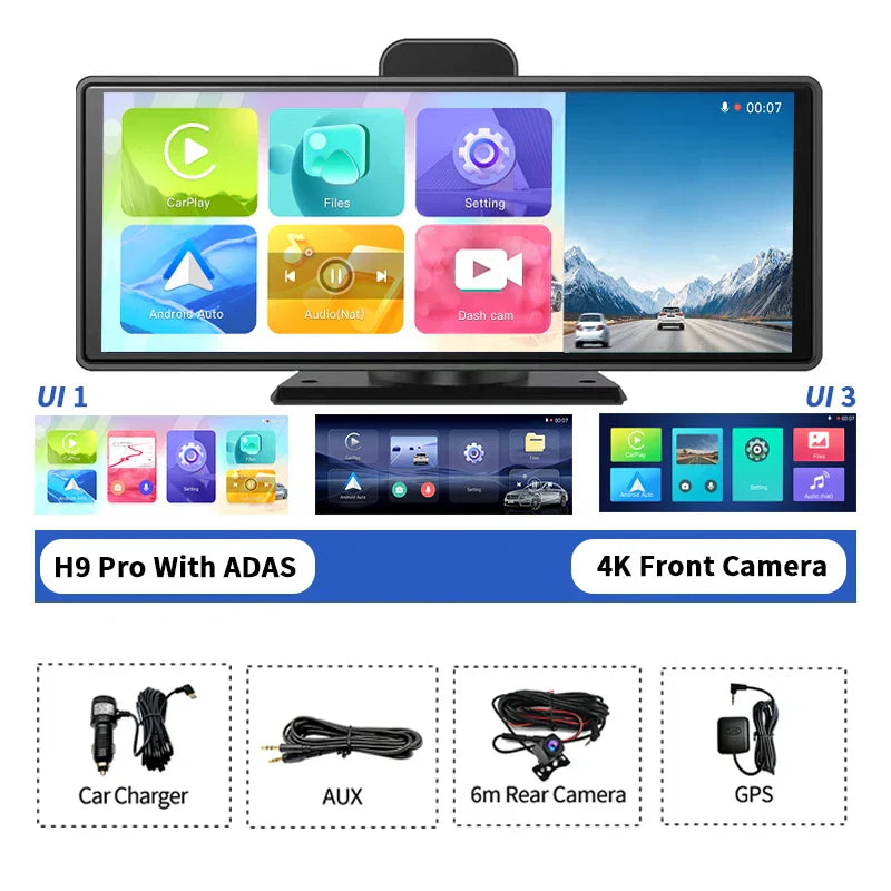 Imagebon 10.26" Dash Cam 4K ADAS Wireless CarPlay