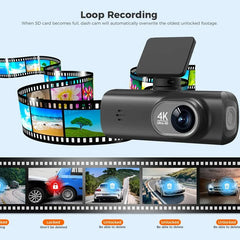 4K Dash Cam Dual Lens Driving Recorder Car 