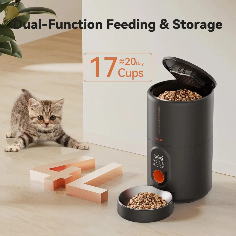 Programmable Automatic Cat and Dog Pet Feeder Holds 7.5 Pounds Dog Food Dispenser Feeding and Water Drinker Dogs Feeders Home