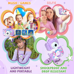 Cute Unicorn Kids Cameras Ages 7-12 Digital Children Camera Mini Toys 1080p HD Video Shooting For Birthday Gifts Baby Camera Toy