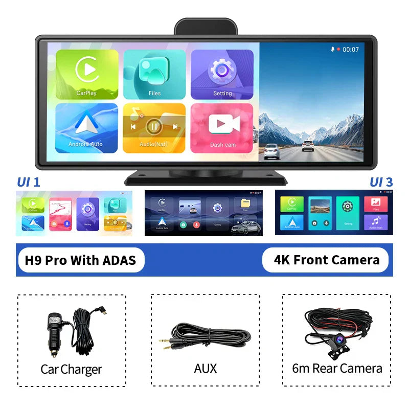 Imagebon 10.26" Dash Cam 4K ADAS Wireless CarPlay