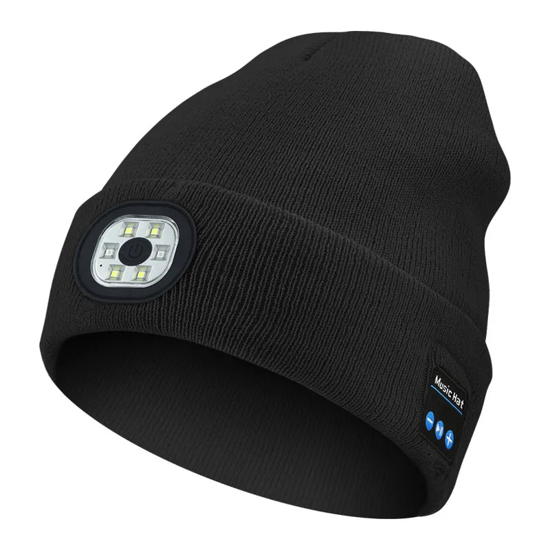 Wireless Bluetooth music knitted hat new outdoorledlighting rechargeable detachable luminous sleeve cap