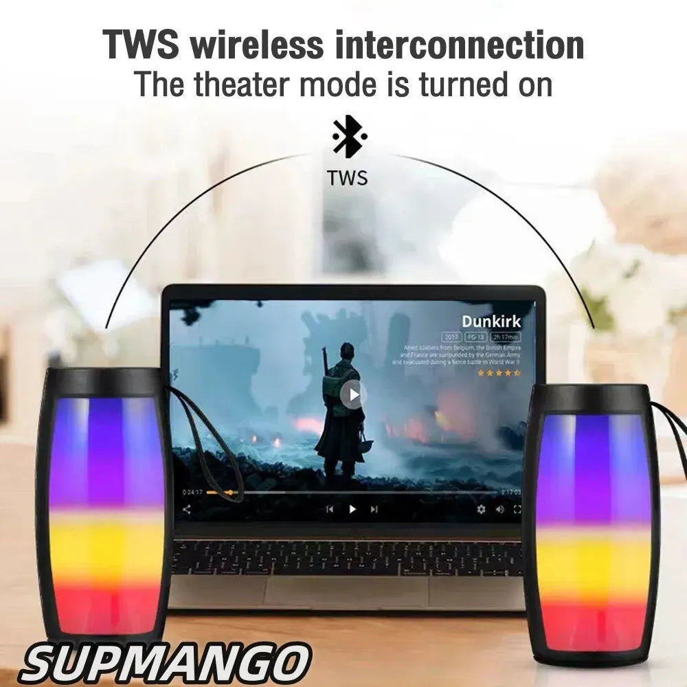 S12 Wireless Bluetooth Speakers Powerful Portable Sound Box Subwoofer Car Audio Bass MP3 Player Sound System LED Lights